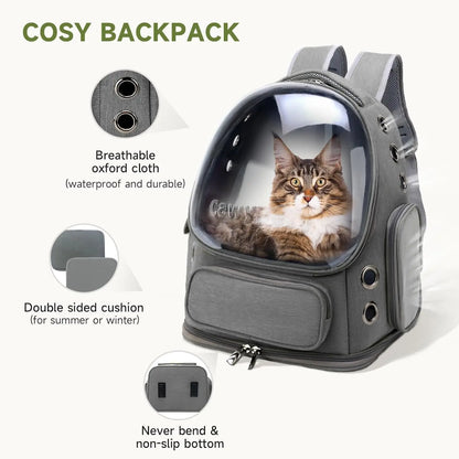 Transparent Cat Backpack: Space Capsule Design & Breathable