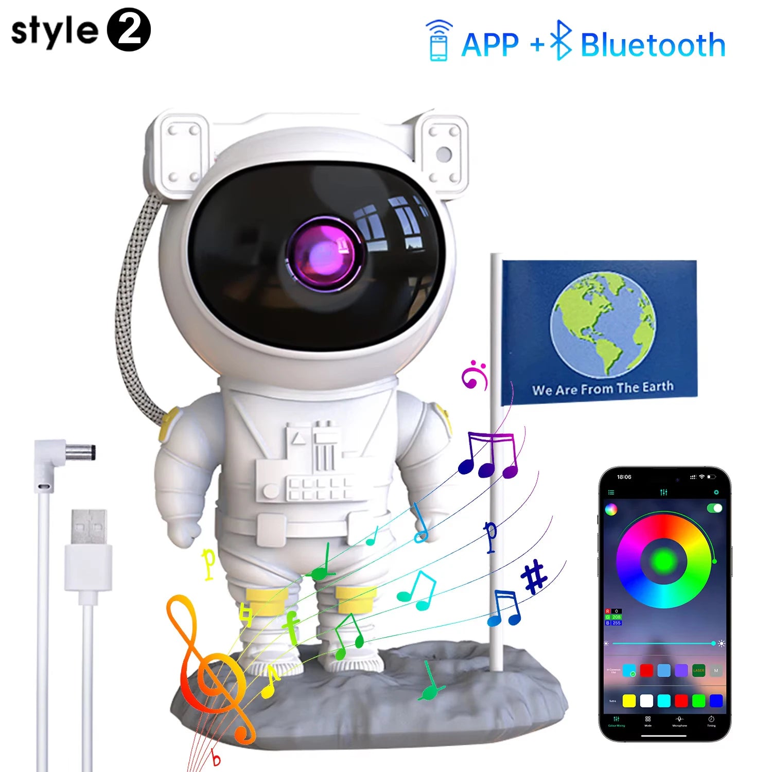 Astronaut Nebula Galaxy Light - Kids Night Projector Remote